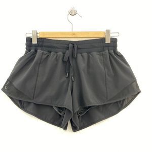 LULULEMON Black Adjustable Running Shorts Elastic in Waist Mesh Detail